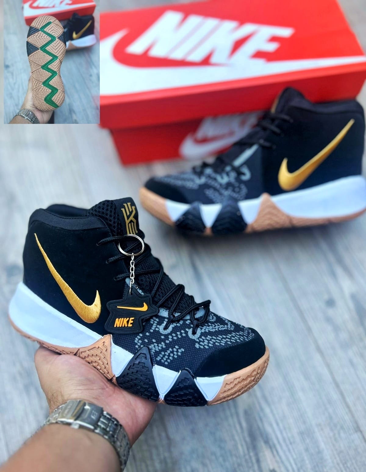 NIKE KYRIE IRVING NEGRO DORADO